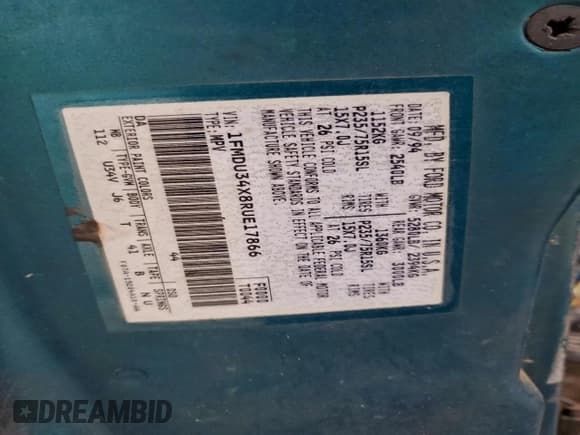 ✅ 1994 Ford Explorer Eddie Bauer • VIN: 1FMDU34X8RUE17866 • Lot: 95075305. Listed on Copart with 253,824 mi. Free auction sales archive from the USA and detailed vehicle history report at DreamBid. Image 12.