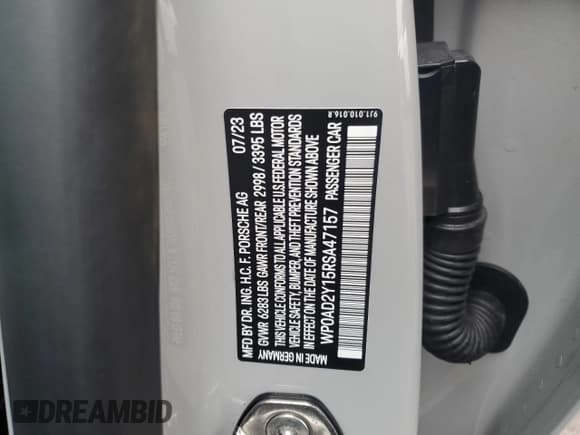 ✅ 2024 Porsche Taycan GTS • VIN: WP0AD2Y15RSA47157 • Lot: 43375725. Listed on Copart with 1,555 mi. Free auction sales archive from the USA and detailed vehicle history report at DreamBid. Image 15.