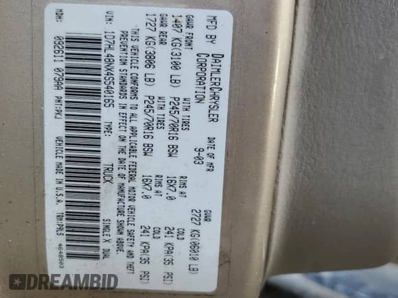 ✅ 2004 Dodge Dakota SLT • VIN: 1D7HL48NX4S540165 • Lot: 80196924. Listed on Copart with 176,822 mi miles. Access the free auction sales archive from the USA and view a detailed vehicle history report at DreamBid. Image 14.