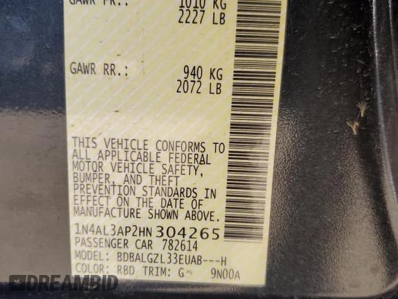 ✅ 2017 Nissan Altima S • VIN: 1N4AL3AP2HN304265 • Lot: 87396915. Wystawiony na Copart z przebiegiem 78 395 mil. Bezpłatny archiwum sprzedaży aukcyjnych z USA i szczegółowy raport historii pojazdu na DreamBid. Zdjęcie 12.