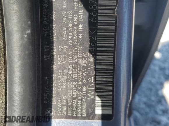 ✅ 2002 BMW 3 Series 325i • VIN: WBAEV33462KL66878 • Lot: 69504055. Listed on Copart with 164,905 mi. Free auction sales archive from the USA and detailed vehicle history report at DreamBid. Image 12.