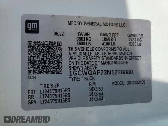 ✅ 2022 Chevrolet Express Cargo • VIN: 1GCWGAF73N1238880 • Lot: 80589515. Listed on Copart with 59,989 mi. Free auction sales archive from the USA and detailed vehicle history report at DreamBid. Image 14.