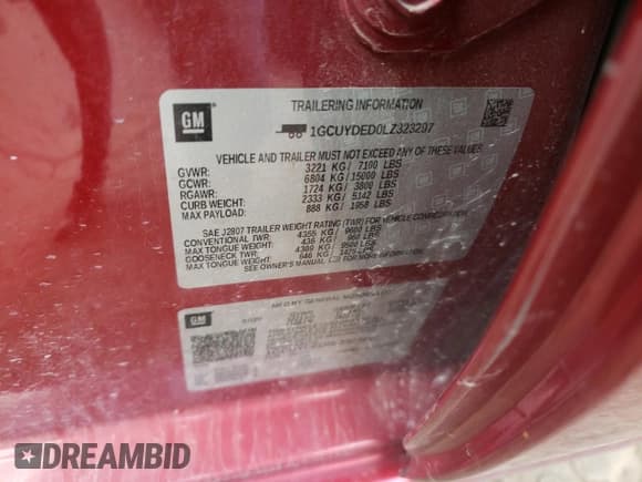 ✅ 2020 Chevrolet Silverado 1500 LT • VIN: 1GCUYDED0LZ323297 • Lot: 79124984. Wystawiony na Copart z przebiegiem 61 392 mil. Bezpłatny archiwum sprzedaży aukcyjnych z USA i szczegółowy raport historii pojazdu na DreamBid. Zdjęcie 12.