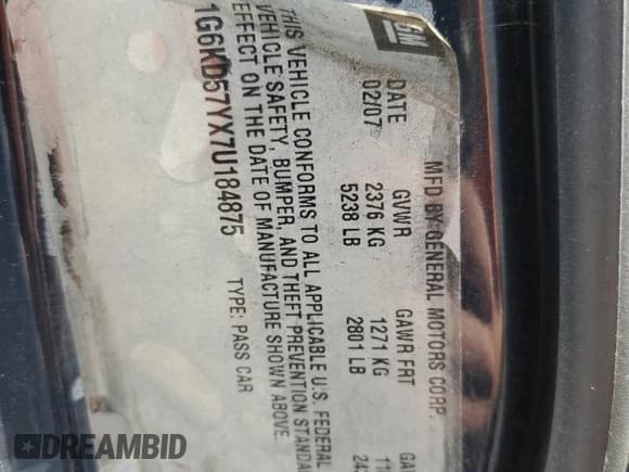 ✅ 2007 Cadillac DTS Luxury I • VIN: 1G6KD57YX7U184875 • Lot: 85946935. Wystawiony na Copart z przebiegiem 217 362 mil. Bezpłatny archiwum sprzedaży aukcyjnych z USA i szczegółowy raport historii pojazdu na DreamBid. Zdjęcie 12.