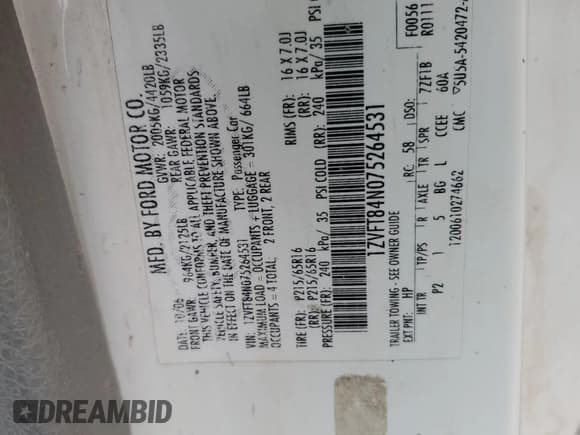 ✅ 2007 Ford Mustang Deluxe • VIN: 1ZVFT84N075264531 • Lot: 53832815. Listed on Copart with 141,976 mi. Free auction sales archive from the USA and detailed vehicle history report at DreamBid. Image 12.