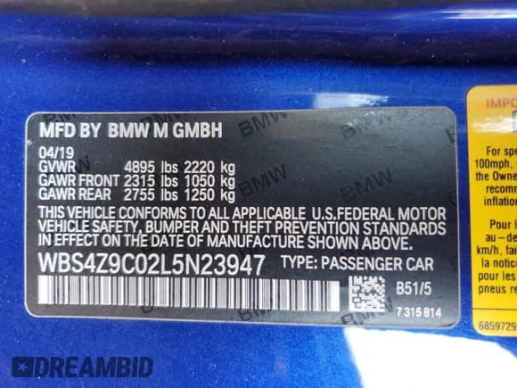 ✅ 2020 BMW M4 • VIN: WBS4Z9C02L5N23947 • Lot: 88338875. Listed on Copart with 77,516 mi. Free auction sales archive from the USA and detailed vehicle history report at DreamBid. Image 12.