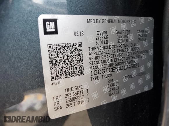 ✅ 2018 Chevrolet Colorado 4WD LT • VIN: 1GCGTCEN4J1245021 • Лот: 63141524. Опубликован ранее на Copart с пробегом 90 784 миль. Бесплатный доступ к архиву аукционных продаж из США и подробный отчёт об истории автомобиля на DreamBid. Изображение 15.