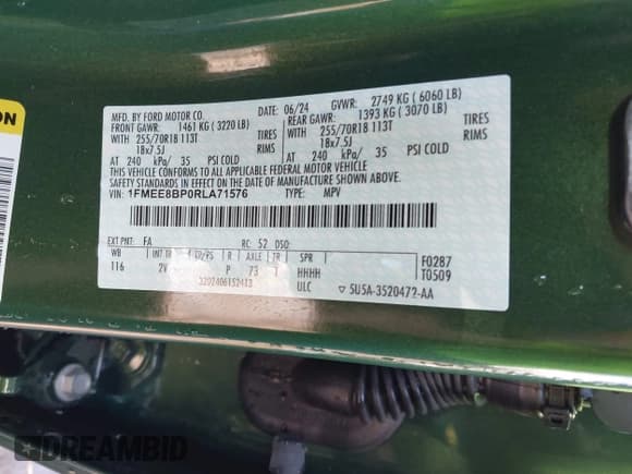 ✅ 2024 Ford Bronco Outer Banks • VIN: 1FMEE8BP0RLA71576 • Лот: 43447236. Опубликован ранее на IAAI с пробегом 13 565 миль. Бесплатный доступ к архиву аукционных продаж из США и подробный отчёт об истории автомобиля на DreamBid. Изображение 9.