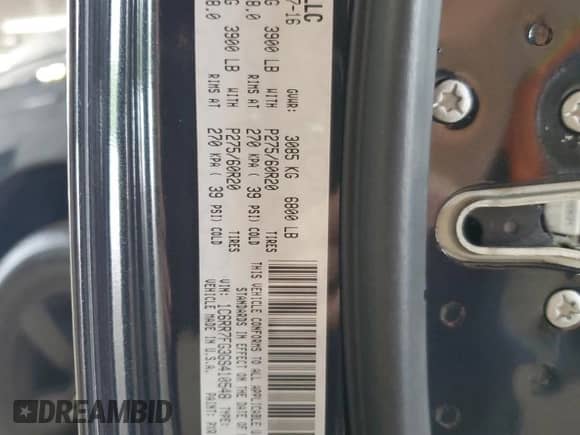 2016 Ram 1500 Express with VIN 1C6RR7FG3GS410548, listed as a Copart auction lot 69206815 with 94,787 mi miles and Salvage title. Bid and sale history available at DreamBid. Image 12.