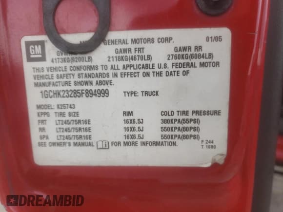 ✅ 2005 Chevrolet Silverado 2500HD LS • VIN: 1GCHK23285F894999 • Lot: 91209125. Wystawiony na Copart z przebiegiem Nie podano. Bezpłatny archiwum sprzedaży aukcyjnych z USA i szczegółowy raport historii pojazdu na DreamBid. Zdjęcie 12.