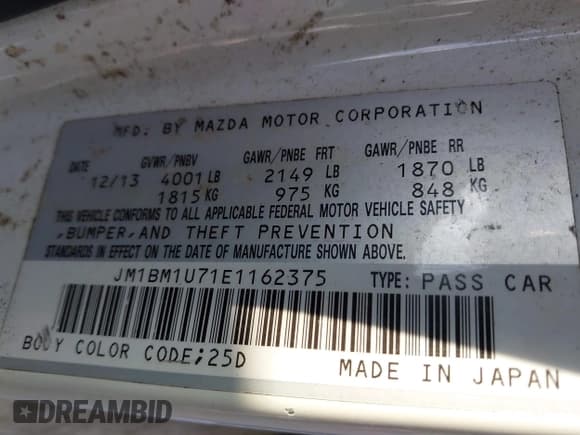 ✅ 2014 Mazda 3 i Sport • VIN: JM1BM1U71E1162375 • Лот: 43110637. Опубликован ранее на IAAI с пробегом 244 806 миль. Бесплатный доступ к архиву аукционных продаж из США и подробный отчёт об истории автомобиля на DreamBid. Изображение 9.