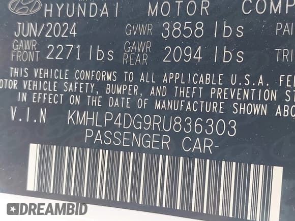 ✅ 2024 Hyundai Elantra Limited • VIN: KMHLP4DG9RU836303 • Лот: 43699266. Опубликован ранее на IAAI с пробегом 35 657 миль. Бесплатный доступ к архиву аукционных продаж из США и подробный отчёт об истории автомобиля на DreamBid. Изображение 9.