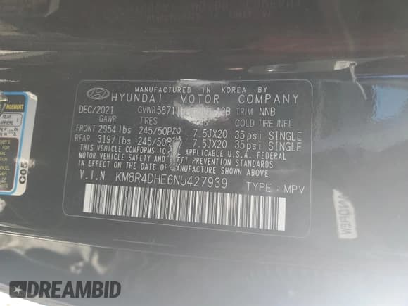 ✅ 2022 Hyundai Palisade SEL • VIN: KM8R4DHE6NU427939 • Лот: 73602414. Опубликован ранее на Copart с пробегом Не указан. Бесплатный доступ к архиву аукционных продаж из США и подробный отчёт об истории автомобиля на DreamBid. Изображение 13.