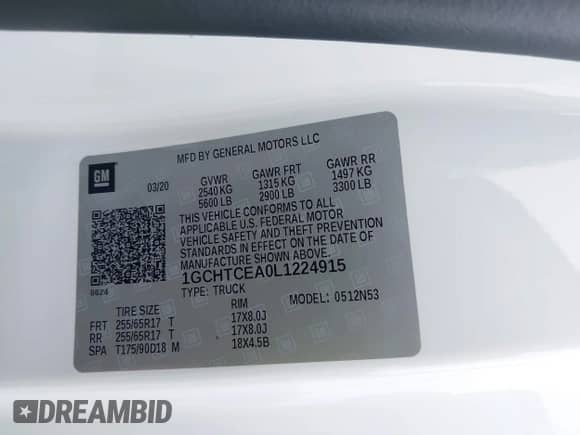 2020 Chevrolet Colorado 4WD LT z VIN 1GCHTCEA0L1224915, wystawiony jako IAAI lot #42300579 z przebiegiem 62 623 mil mil oraz . Historia ofert i sprzedaży dostępna na DreamBid. Obrazek 9.