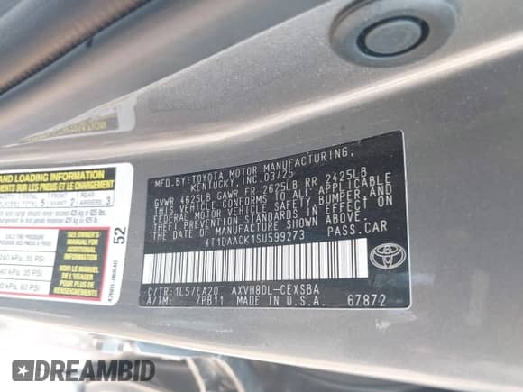 2025 Toyota Camry LE с VIN 4T1DAACK1SU599273, выставлен на аукционе IAAI как лот 43247873 с пробегом 6 309 миль миль и . История ставок и продаж доступна на DreamBid. Изображение 9.