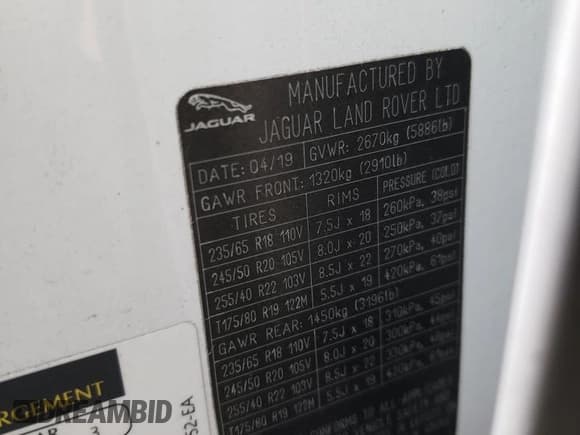 ✅ 2020 Jaguar I-Pace SE • VIN: SADHC2S14L1F79060 • Лот: 43287464. Опубликован ранее на Copart с пробегом 25 775 миль. Бесплатный доступ к архиву аукционных продаж из США и подробный отчёт об истории автомобиля на DreamBid. Изображение 13.