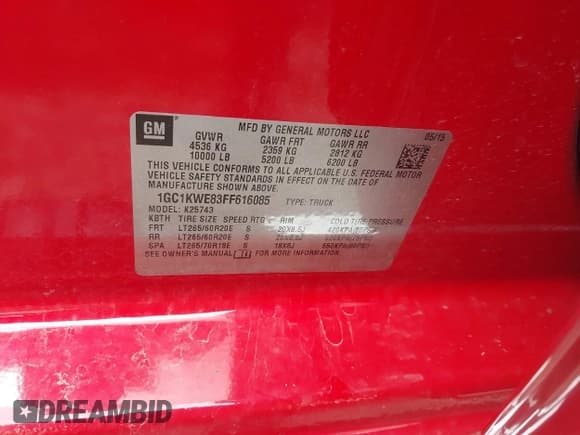 ✅ 2015 Chevrolet Silverado 2500HD LTZ • VIN: 1GC1KWE83FF616085 • Lot: 41987956. Listed on IAAI with 72,950 mi. Free auction sales archive from the USA and detailed vehicle history report at DreamBid. Image 9.