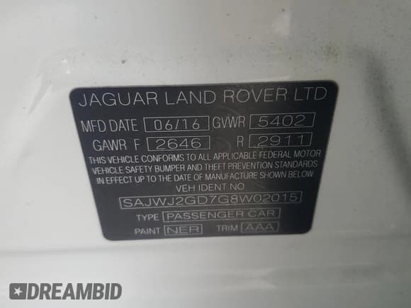 ✅ 2016 Jaguar XJ Portfolio • VIN: SAJWJ2GD7G8W02015 • Lot: 63915474. Wystawiony na Copart z przebiegiem 56 447 mil. Bezpłatny archiwum sprzedaży aukcyjnych z USA i szczegółowy raport historii pojazdu na DreamBid. Zdjęcie 12.