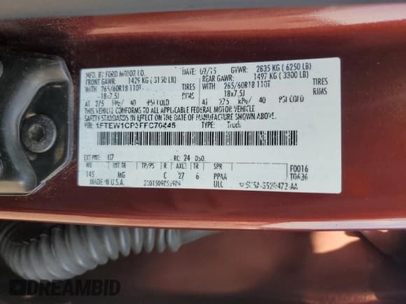 ✅ 2015 Ford F-150 XLT • VIN: 1FTEW1CP3FFC70445 • Lot: 80893505. Listed on Copart with Not provided. Free auction sales archive from the USA and detailed vehicle history report at DreamBid. Image 12.