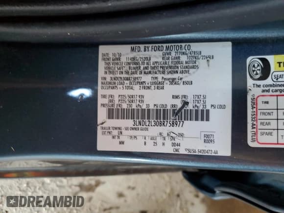 ✅ 2011 Lincoln MKZ Hybrid • VIN: 3LNDL2L30BR758977 • Lot: 84798405. Listed on Copart with 90,549 mi. Free auction sales archive from the USA and detailed vehicle history report at DreamBid. Image 12.