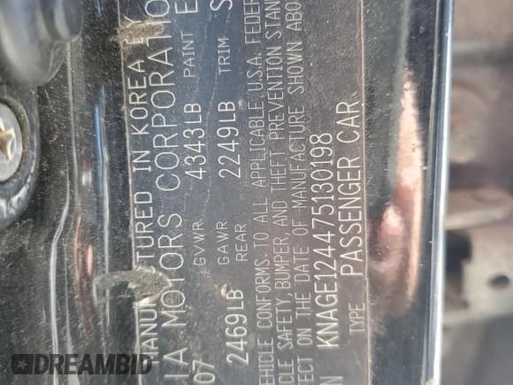 ✅ 2007 Kia Optima LX • VIN: KNAGE124475130198 • Лот: 45585255. Опубликован ранее на Copart с пробегом 303 974 миль. Бесплатный доступ к архиву аукционных продаж из США и подробный отчёт об истории автомобиля на DreamBid. Изображение 15.