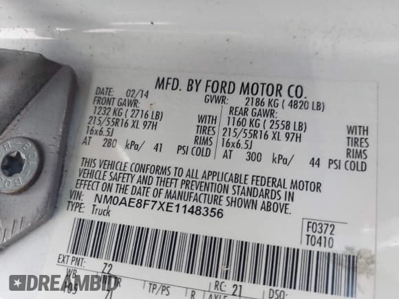 ✅ 2014 Ford Transit Connect XLT • VIN: NM0AE8F7XE1148356 • Лот: 41658732. Опубликован ранее на IAAI с пробегом 128 180 миль. Бесплатный доступ к архиву аукционных продаж из США и подробный отчёт об истории автомобиля на DreamBid. Изображение 9.