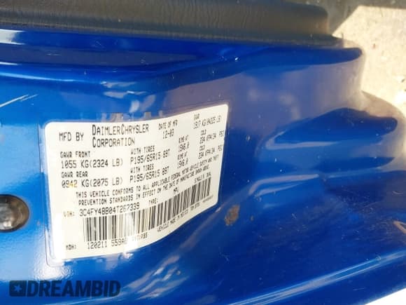 ✅ 2004 Chrysler PT Cruiser • VIN: 3C4FY48B04T267339 • Lot: 41684937. Listed on IAAI with 160,283 mi. Free auction sales archive from the USA and detailed vehicle history report at DreamBid. Image 9.