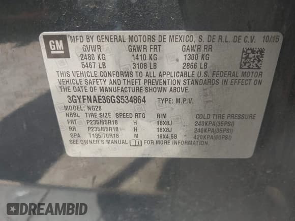 ✅ 2016 Cadillac SRX • VIN: 3GYFNAE36GS534864 • Лот: 42971946. Опубликован ранее на IAAI с пробегом Не указан. Бесплатный доступ к архиву аукционных продаж из США и подробный отчёт об истории автомобиля на DreamBid. Изображение 9.