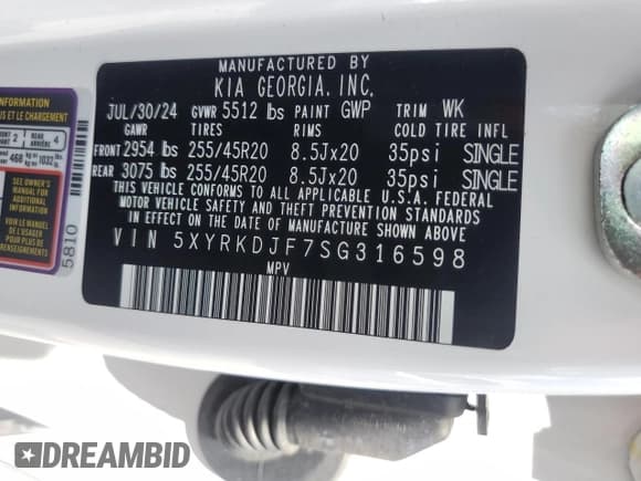 ✅ 2025 Kia Sorento X-Line SX Prestige • VIN: 5XYRKDJF7SG316598 • Lot: 55915245. Wystawiony na Copart z przebiegiem 7 335 mil. Bezpłatny archiwum sprzedaży aukcyjnych z USA i szczegółowy raport historii pojazdu na DreamBid. Zdjęcie 13.