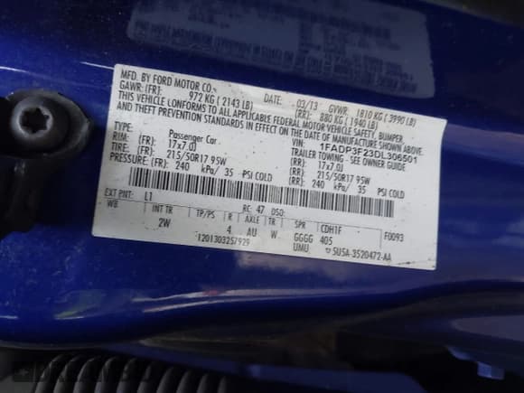 ✅ 2013 Ford Focus SE • VIN: 1FADP3F23DL306501 • Lot: 43423845. Listed on IAAI with 152,862 mi. Free auction sales archive from the USA and detailed vehicle history report at DreamBid. Image 9.