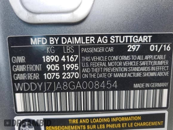 ✅ 2016 Mercedes-Benz AMG GT S • VIN: WDDYJ7JA8GA008454 • Lot: 74662754. Listed on Copart with 33,087 mi. Free auction sales archive from the USA and detailed vehicle history report at DreamBid. Image 12.