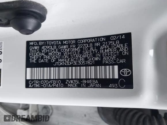 ✅ 2014 Toyota Prius • VIN: JTDKN3DP3E3057821 • Lot: 41880152. Listed on IAAI with 84,000 mi. Free auction sales archive from the USA and detailed vehicle history report at DreamBid. Image 9.