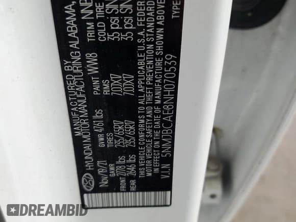 ✅ 2022 Hyundai Tucson SEL • VIN: 5NMJBCAE8NH070539 • Lot: 85880915. Listed on Copart with 59,254 mi. Free auction sales archive from the USA and detailed vehicle history report at DreamBid. Image 14.