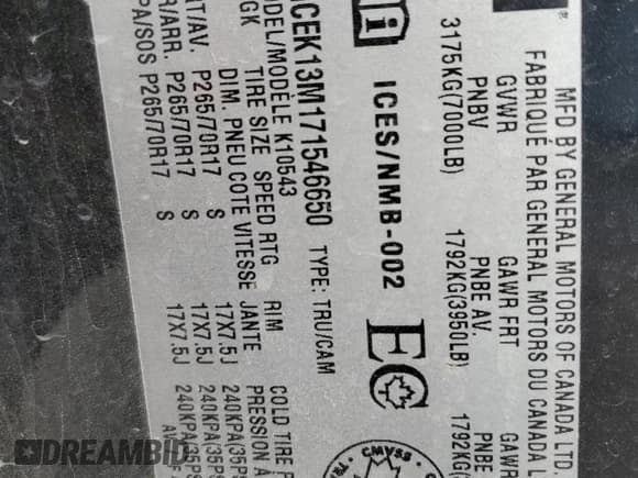 ✅ 2007 Chevrolet Silverado 1500 Work Truck • VIN: 2GCEK13M171546650 • Lot: 52204155. Listed on Copart with 186,675 mi. Free auction sales archive from the USA and detailed vehicle history report at DreamBid. Image 14.