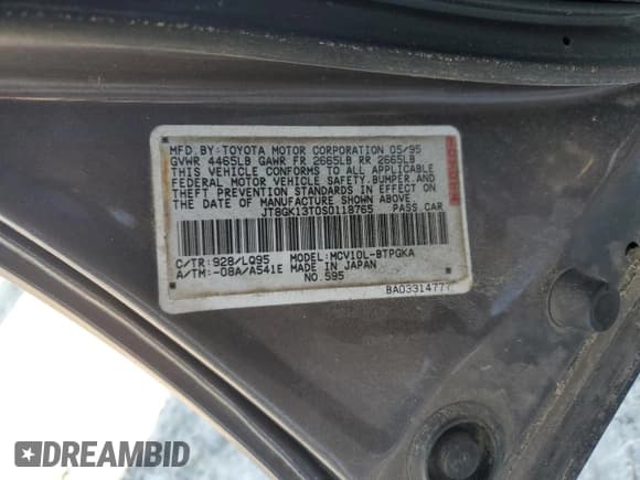 ✅ 1995 Lexus ES 300 • VIN: JT8GK13T0S0118765 • Лот: 46730335. Опубликован ранее на Copart с пробегом 126 348 миль. Бесплатный доступ к архиву аукционных продаж из США и подробный отчёт об истории автомобиля на DreamBid. Изображение 12.