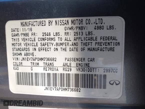 ✅ 2017 Infiniti Q50 Premium • VIN: JN1EV7AP0HM736682 • Лот: 43799000. Опубликован ранее на IAAI с пробегом 91 040 миль. Бесплатный доступ к архиву аукционных продаж из США и подробный отчёт об истории автомобиля на DreamBid. Изображение 9.