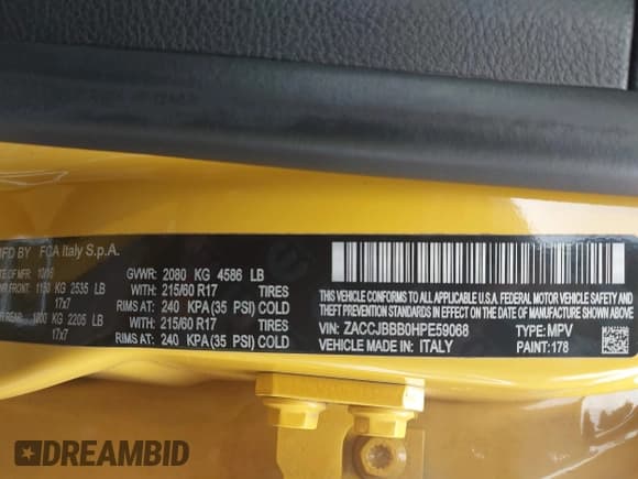 ✅ 2017 Jeep Renegade Latitude • VIN: ZACCJBBB0HPE59068 • Lot: 43166617. Listed on IAAI with 113,034 mi. Free auction sales archive from the USA and detailed vehicle history report at DreamBid. Image 9.