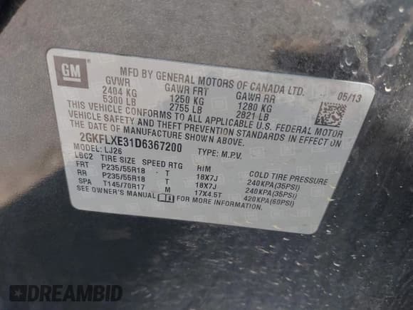 ✅ 2013 GMC Terrain SLT • VIN: 2GKFLXE31D6367200 • Lot: 42770096. Wystawiony na IAAI z przebiegiem 165 157 mil. Bezpłatny archiwum sprzedaży aukcyjnych z USA i szczegółowy raport historii pojazdu na DreamBid. Zdjęcie 9.