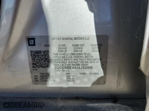 ✅ 2018 Chevrolet Colorado 2WD Work Truck • VIN: 1GCGSBEA6J1253406 • Lot: 86264495. Listed on Copart with 138,233 mi. Free auction sales archive from the USA and detailed vehicle history report at DreamBid. Image 12.