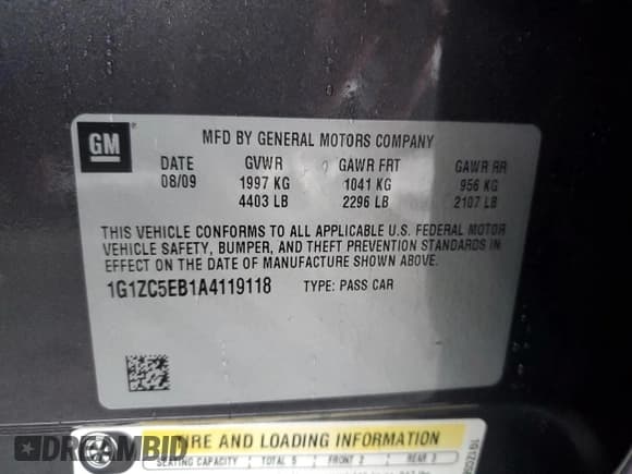 ✅ 2010 Chevrolet Malibu 1LT • VIN: 1G1ZC5EB1A4119118 • Lot: 82546864. Listed on Copart with 112,008 mi. Free auction sales archive from the USA and detailed vehicle history report at DreamBid. Image 12.