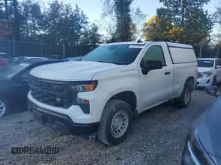 2023 Chevrolet Silverado 1500 Work Truck z VIN 3GCNAAEK8PG360321, wystawiony jako Copart lot #86665595 z przebiegiem 129 017 mil mil oraz Czysty tytuł • Clean title. Historia ofert i sprzedaży dostępna na DreamBid. Obrazek 1.
