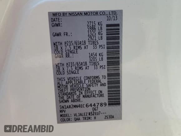 ✅ 2014 Nissan Pathfinder SV • VIN: 5N1AR2MN4EC644789 • Лот: 59998245. Опубликован ранее на Copart с пробегом 203 783 миль. Бесплатный доступ к архиву аукционных продаж из США и подробный отчёт об истории автомобиля на DreamBid. Изображение 13.