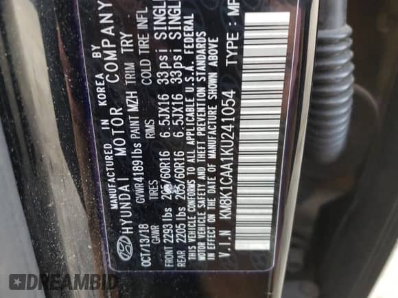 2019 Hyundai Kona SE z VIN KM8K1CAA1KU241054, wystawiony jako Copart lot #71996682 z przebiegiem 78 780 mil mil oraz . Historia ofert i sprzedaży dostępna na DreamBid. Obrazek 13.