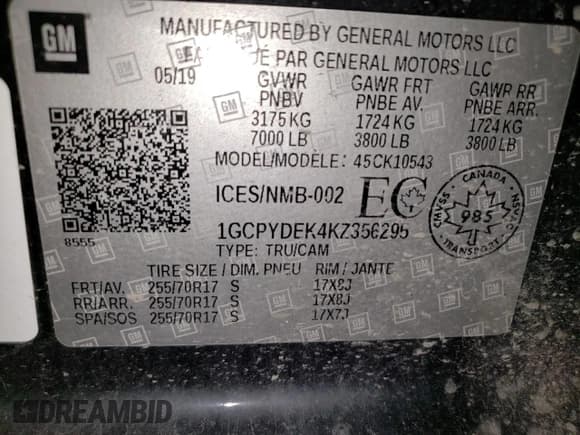 ✅ 2019 Chevrolet Silverado 1500 LT • VIN: 1GCPYDEK4KZ356295 • Lot: 68390485. Wystawiony na Copart z przebiegiem 52 885 mil. Bezpłatny archiwum sprzedaży aukcyjnych z USA i szczegółowy raport historii pojazdu na DreamBid. Zdjęcie 13.