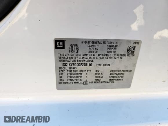 ✅ 2016 Chevrolet Silverado 2500HD LT • VIN: 1GC1KVEG9GF275116 • Лот: 61168625. Опубликован ранее на Copart с пробегом Не указан. Бесплатный доступ к архиву аукционных продаж из США и подробный отчёт об истории автомобиля на DreamBid. Изображение 12.