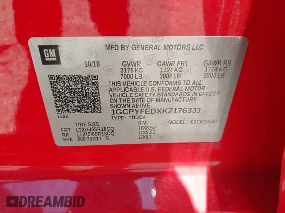 ✅ 2019 Chevrolet Silverado 1500 LT Trail Boss • VIN: 1GCPYFEDXKZ176333 • Лот: 42778312. Опубликован ранее на IAAI с пробегом 95 906 миль. Бесплатный доступ к архиву аукционных продаж из США и подробный отчёт об истории автомобиля на DreamBid. Изображение 9.