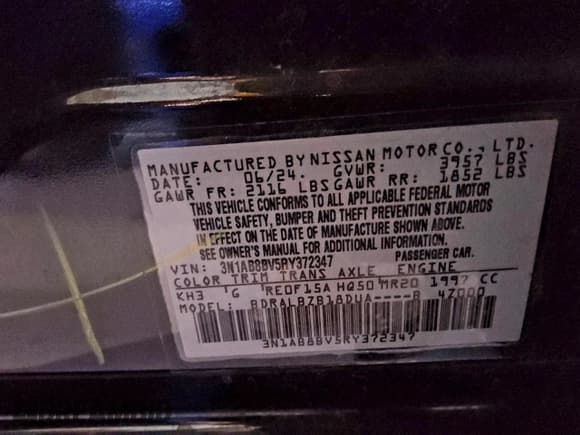 ✅ 2024 Nissan Sentra S • VIN: 3N1AB8BV5RY372347 • Lot: 95891515. Listed on Copart with 28,400 mi. Free auction sales archive from the USA and detailed vehicle history report at DreamBid. Image 12.