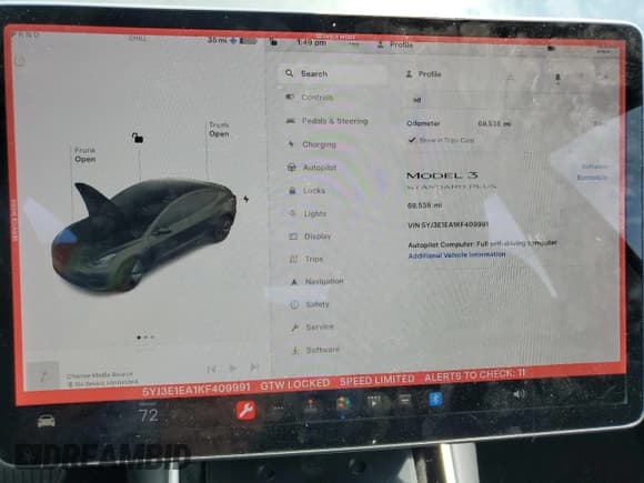 ✅ 2019 Tesla Model 3 Mid Range • VIN: 5YJ3E1EA1KF409991 • Лот: 59198445. Опубликован ранее на Copart с пробегом 69 535 миль. Бесплатный доступ к архиву аукционных продаж из США и подробный отчёт об истории автомобиля на DreamBid. Изображение 9.