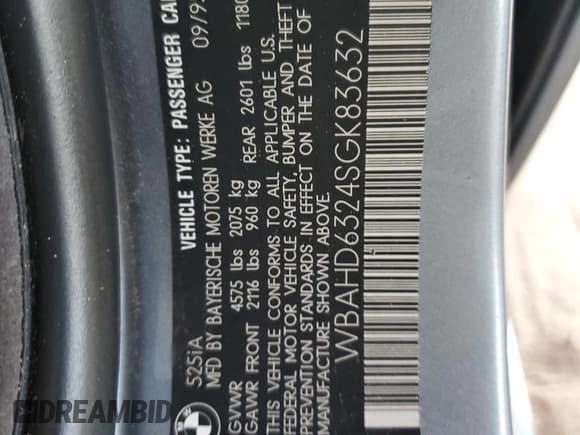 ✅ 1995 BMW 5 Series 525i • VIN: WBAHD6324SGK83632 • Lot: 81016295. Wystawiony na Copart z przebiegiem 120 395 mil. Bezpłatny archiwum sprzedaży aukcyjnych z USA i szczegółowy raport historii pojazdu na DreamBid. Zdjęcie 13.