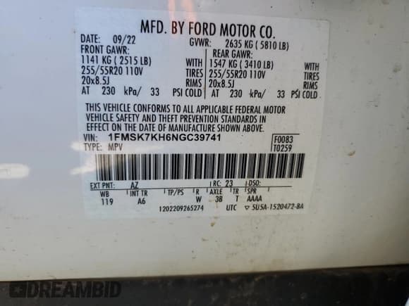 ✅ 2022 Ford Explorer ST-Line • VIN: 1FMSK7KH6NGC39741 • Lot: 85345384. Wystawiony na Copart z przebiegiem 54 740 mil. Bezpłatny archiwum sprzedaży aukcyjnych z USA i szczegółowy raport historii pojazdu na DreamBid. Zdjęcie 15.